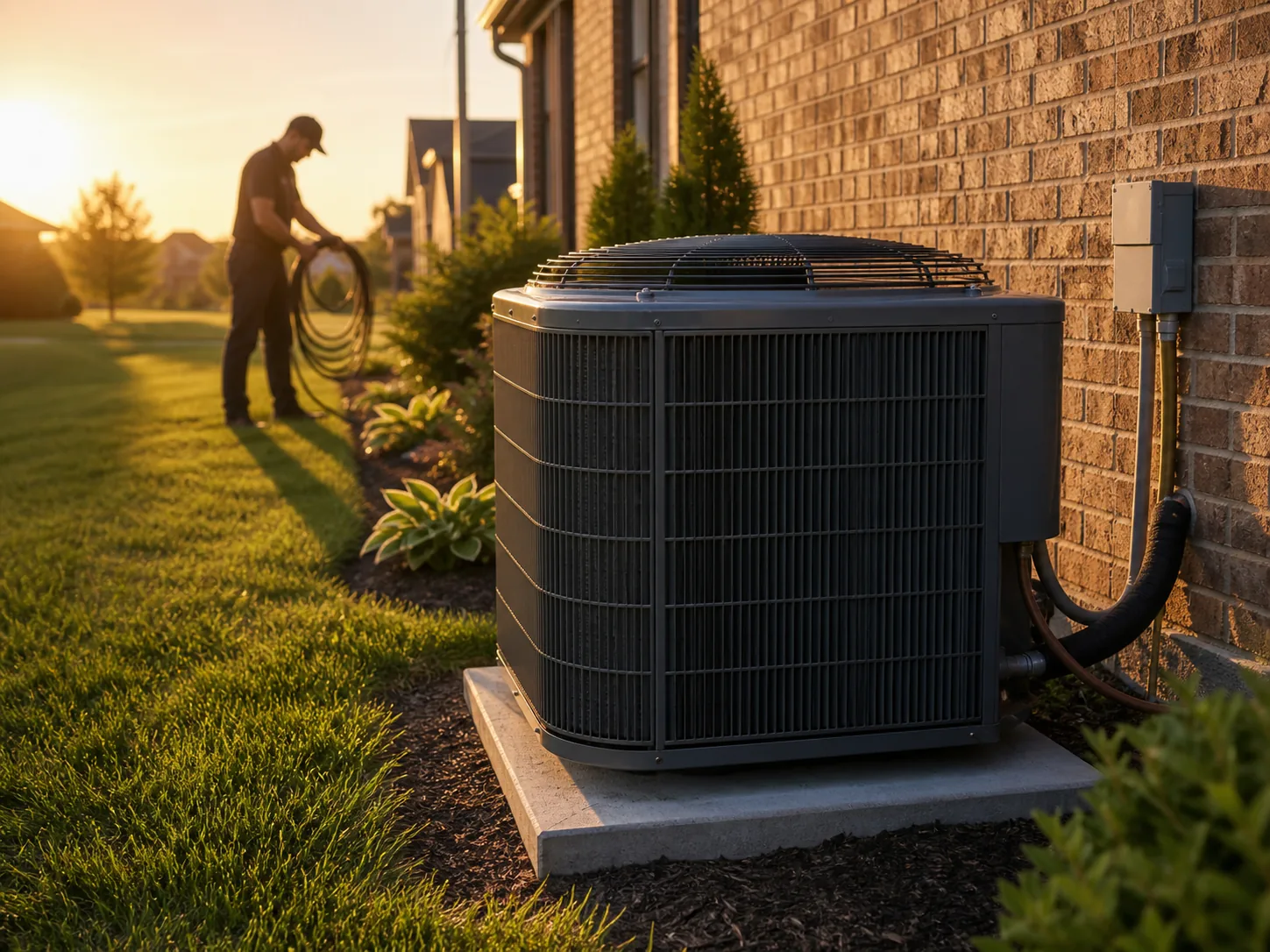 New air conditioner installed outside a home